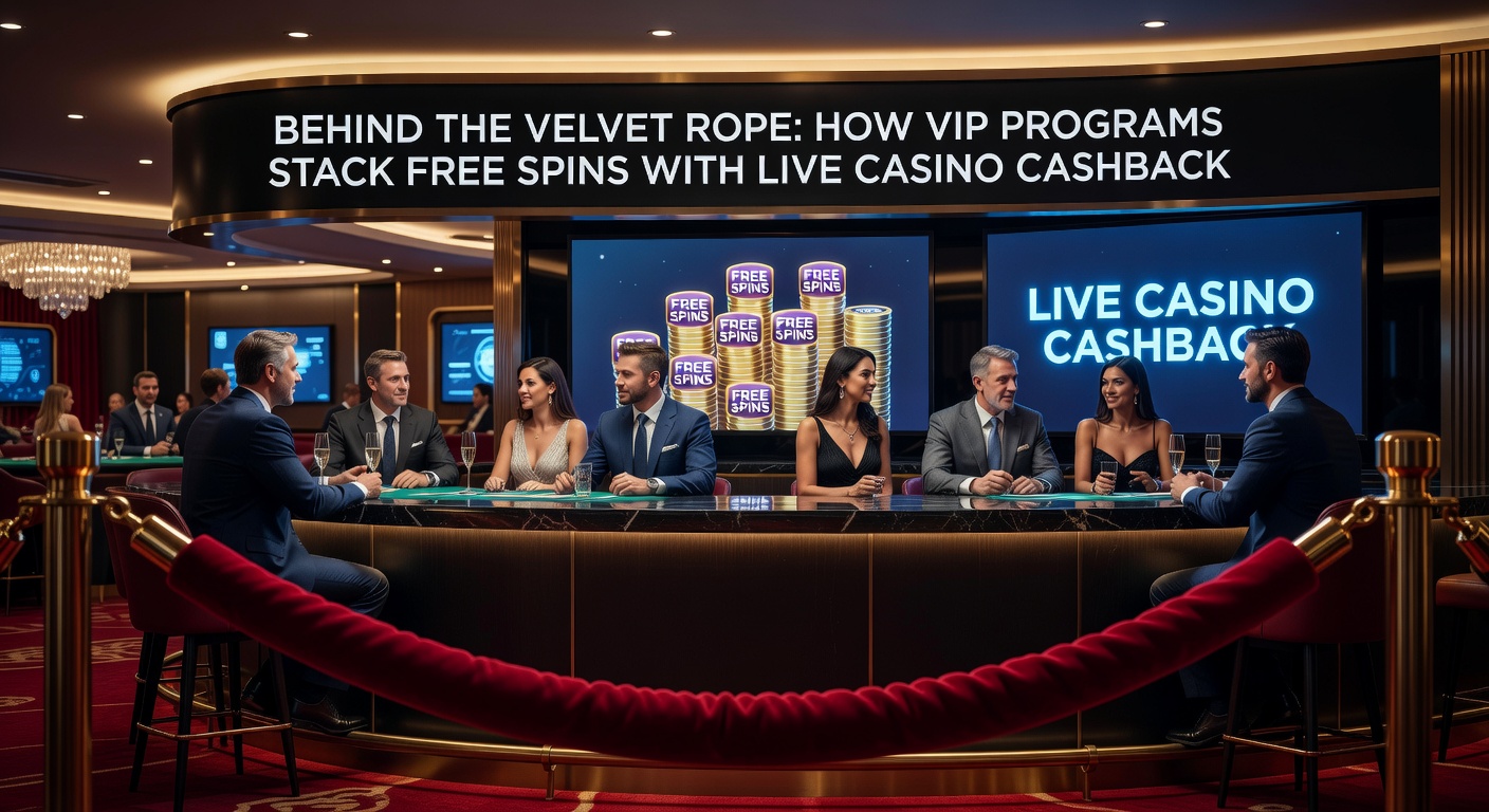 Een live dealer aan een blackjacktafel met cashback-iconen en VIP-badges op het scherm, illustrerend gegarandeerde returns voor high rollers