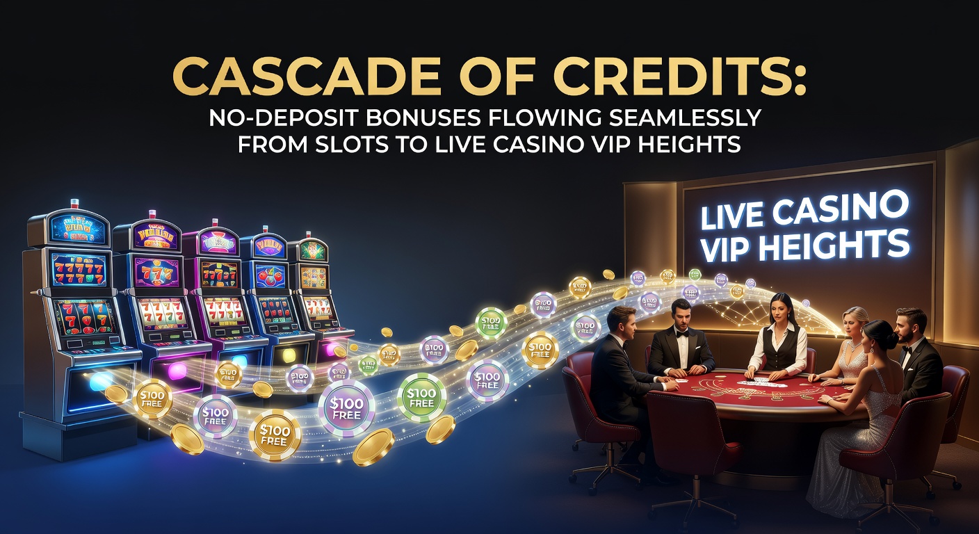 Grafische weergave van een bonusstroom die van kleurrijke gokkasten omhoogklimt naar luxueuze live casino tafels met VIP-markeringen