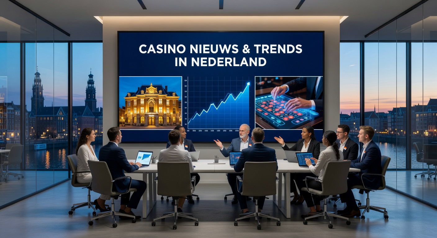 Logo van LeoVegas Studios met Nederlandse vlag en slotmachines op de achtergrond, symboliserend de marktintroductie