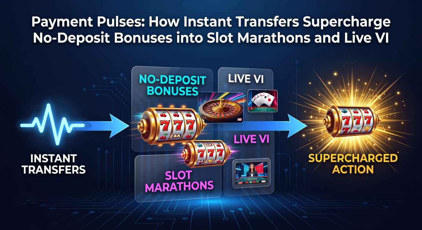 Animatie van een speler die via instant transfer een bonus activeert, met slotrollen die draaien en live dealer tafels die unlocken