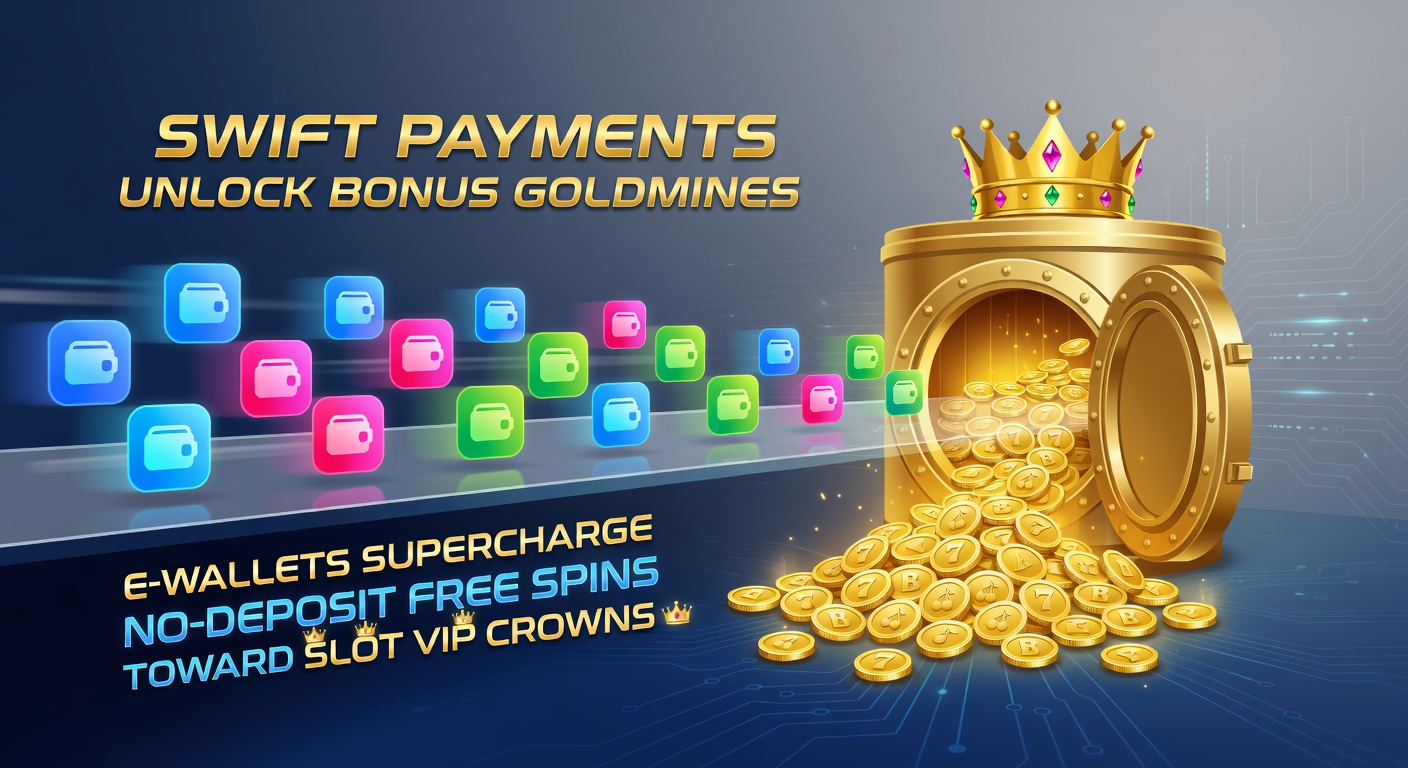 Grafische weergave van een digitale portemonnee die gouden munten en free spins vrijgeeft richting een VIP-kroon op een slotmachine