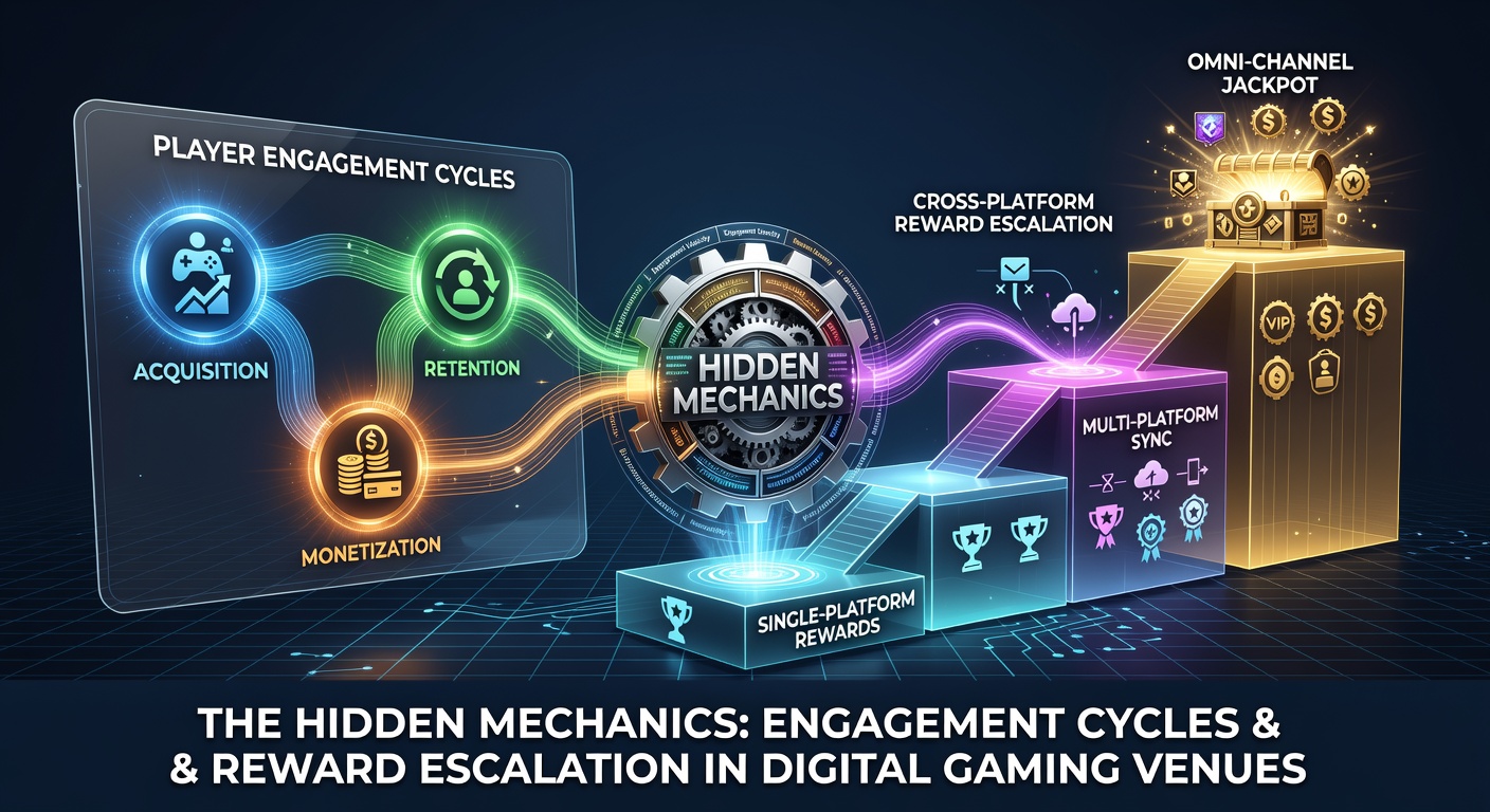Diagram dat cycli van spelerbetrokkenheid en beloningsescalatie over platforms illustreert
