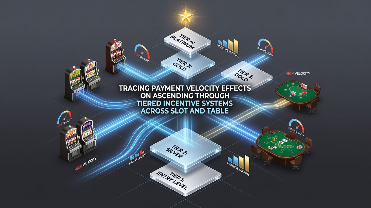 Grafiek met vergelijking van tier-ascensie tijden tussen slots en tafelspellen bij verschillende betalingssnelheden